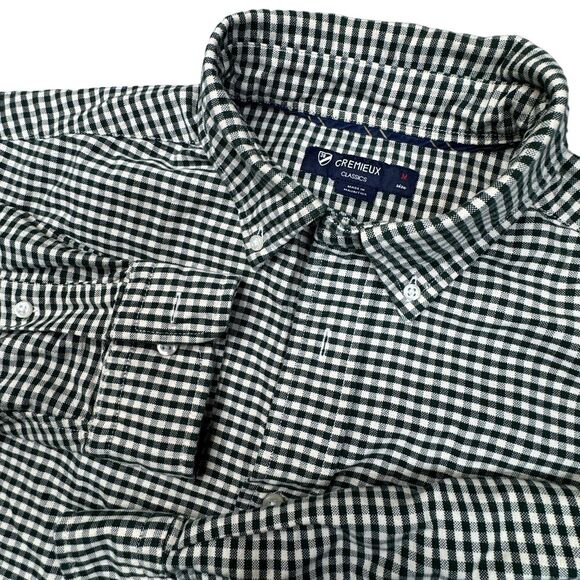 Cremieux Shirt‎ Men's Size Medium Green/Ivory Check Long Sleeve Button Front - Picture 1 of 11